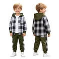 thumbnail image 3 of Baby Toddler Boys Fall Winter Clothing Set 3T 4T 5T 6T 7T Plaid Hoodies Long Sleeve Tops SweatPants 2-Piece Outfits, 3 of 9