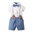 thumbnail image 2 of Infant Baby Boy Suit Bow Tie Shirt Suspenders Shorts Outfit Set Boys Newborn Summer Outfit Boys Outfit Little Boys Formal Shor, 2 of 9