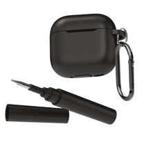 Zsou AirPods 4 Protective Silicone Case with Carabiner and Multi-Function Cleaning Tool, Black