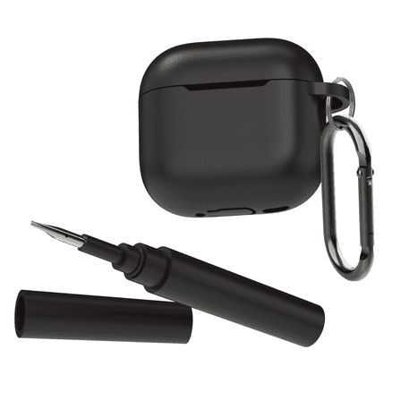 Zsou AirPods 4 Protective Silicone Case with Carabiner and Multi-Function Cleaning Tool, Black