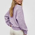 thumbnail image 5 of NORO ARK Girls Cardigan (1-9 Years) Ruffled Lace Trim Acrylic Sweater Purple Size 12M, 5 of 7