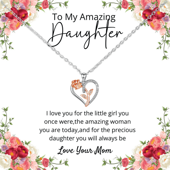 To My Daughter Necklace From Mom  Christmas Gift for Daughter Forever Love Necklace Birthday Valentine Graduation