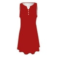 thumbnail image 4 of HNMKIU Summer Dresses for Women A-Line Casual Print Sleeveless Button Down Collar Loose Fit Mini for Daily Outings Mini Dress Red,XL, 4 of 4