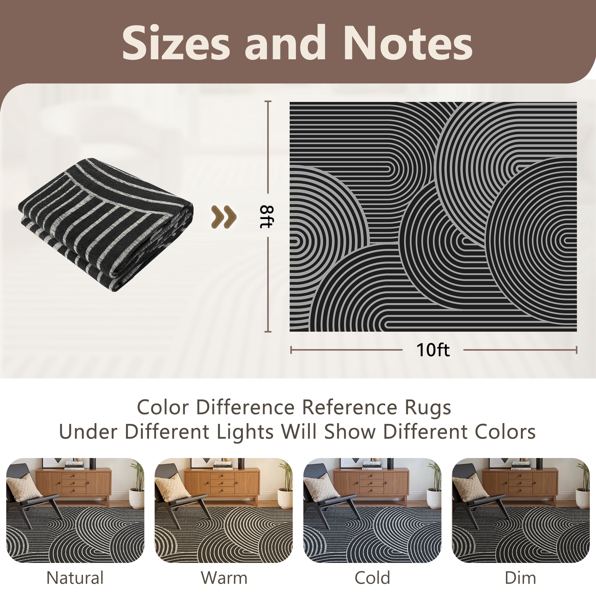 SIXHOME 9'x12' Rugs for Living Room Washable Bedroom Rug Jacquard Textured Boho Area Rug Modern Geometric Soft Carpet Non Slip Indoor Rugs for Dining Room Home Office Neutral Gray Black