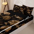 thumbnail image 3 of Homewish Goth Sugar Skull Zipper Queen Comforter Set with Fitted Sheet and 2 Pillowcases,Skeleton Halloween Zipper Bedding Set,Brown,Black Reversible,4pcs, 3 of 8