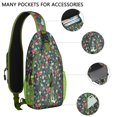 thumbnail image 2 of Sling Backpack,Dark Green Christmas Ornament Pattern Crossbody Bag with Water Bottle Holder,Waterproof Sling Bag for Men/Women with Chest Phone Holder for Hiking,Travel, 2 of 6