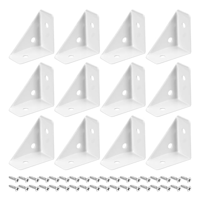 Paquete de 12 Soportes de Esquina en Ángulo 38x19x38mm con Tornillos (Blanco)