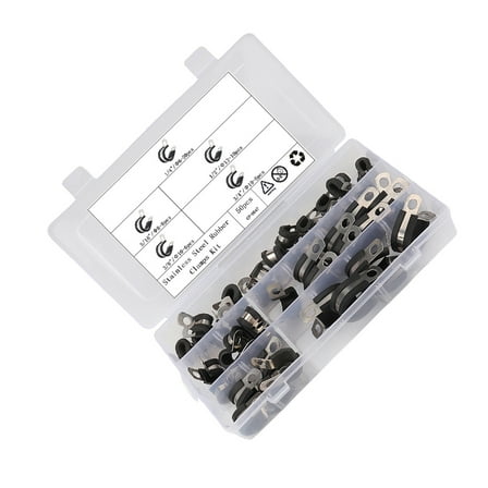 WHAMVOX  50 Pcs Stainless Steel Clamp Clamps Cable Assortment Kit Clips
