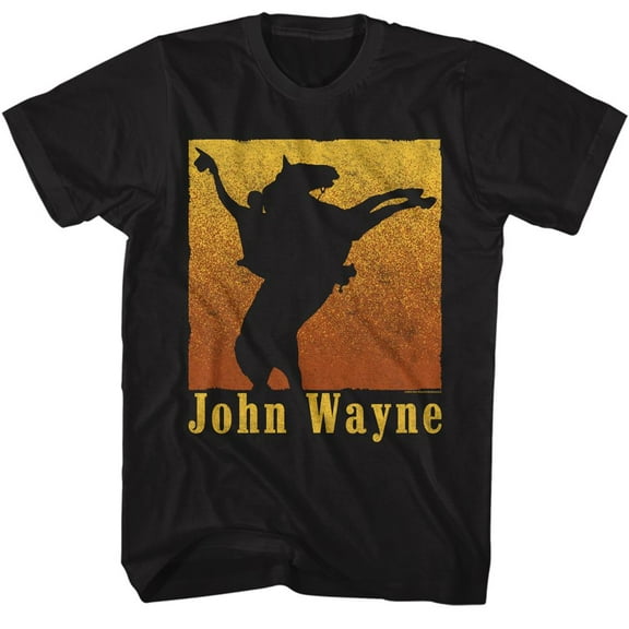 John Wayne Rearing Horse Black Adult T-Shirt Xlt