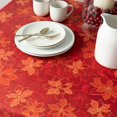 thumbnail image 4 of Benson Mills Poinsettia Scroll Printed Rectangle Fabric Table Cloth Winter Holiday and Christmas Tablecloth (60"" X 120"" Rectangular Red), 4 of 5