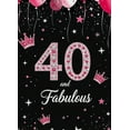thumbnail image 4 of Pink Glitter Balloon Themed 40th Birthday Backdrop Banner with Crown Star Elements for Birthday Party Photography Props Decorations Happy Fabulous Celebration Decor Background Party Supplies, 4 of 8