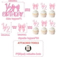 thumbnail image 5 of Pink Bow Half Birthday Cake Decorations, 25Pcs Gingham Bowknot Cake Topper Cupcake Toppers Pink Bow Glitter 1/2 Birthday Cake Decorations for Baby Girl Princess Half Bday Party Supplies, 5 of 7