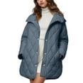 thumbnail image 4 of larppty Long Jackets for Women Fashion 2025 Winter Coat for Women Business Casual Diamond Quilted Hooded Lightweight Jackets (Blue, L), 4 of 5