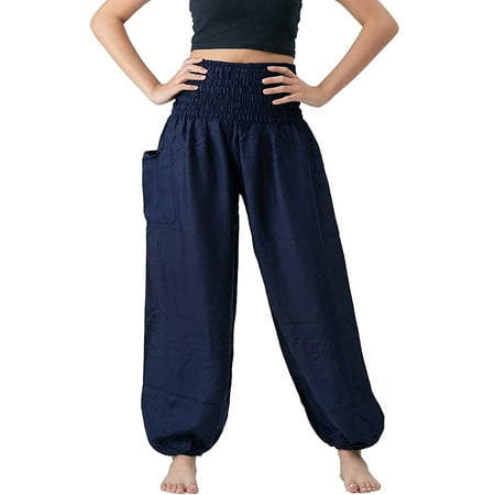 

pxiakgy yoga pants comfy hippie pants boho yoga boho women s loose lounge pants pajama pajama pants pants navy blue + m