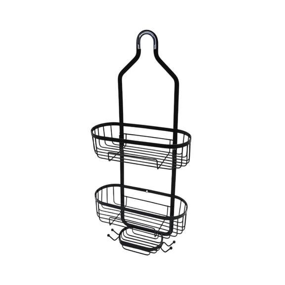 Over-The-Shower-Head Caddy, Stainless Steel Shower Organizer with Soap Rack & Hooks, Silver, 1-Pack