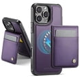 thumbnail image 3 of ELEHOLD Luxury PU Leather Magnetic Case For iPhone 11 Detachable Back Wallet Stand Function Card Case, Mag Safe Compatible, RFID Blocking Technology Shockproof Cover - Purple, 3 of 11
