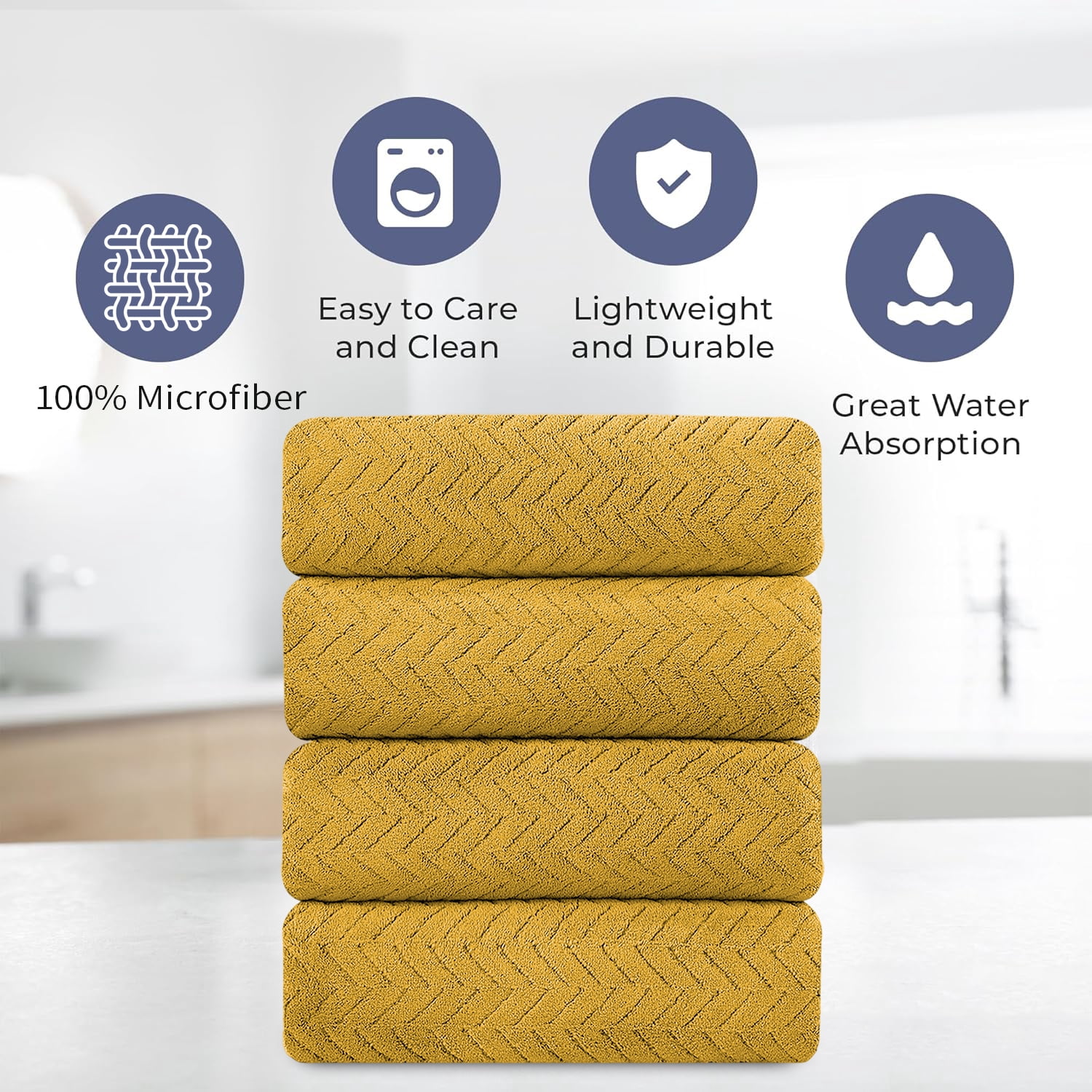 Beartech 3 Pack Microfiber Bath Towel Set Soft & Quickly Dry Bathroom Towel,Super absorbent Plush Bath Sheet Towel Oversized Towels Hotel Shower Towel-Ginger