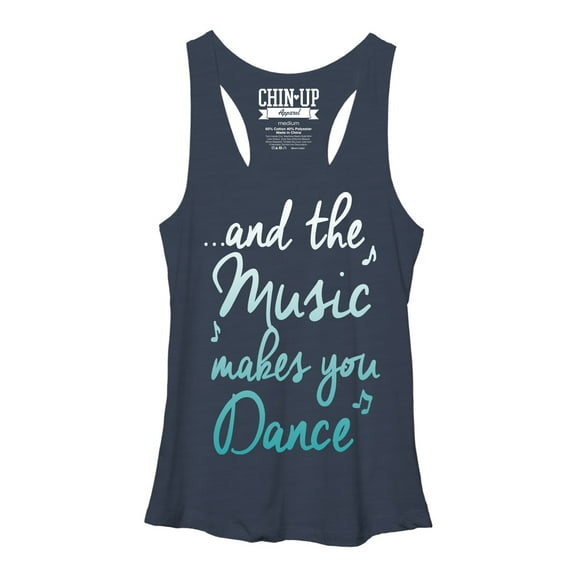 Women's CHIN UP Music Makes You Dance  Racerback Tank Top Navy Heather Small