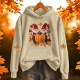 thumbnail image 2 of WEIWEN Halloween Hoodies for Women Lightweight Pumpkin Maple Leaf Graphic Halloween Sweatshirt for Women Thanksgiving Outfit Hooded Tops Womens Fall Fashion Clothing Beige, XL, 2 of 3