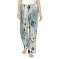 thumbnail image 2 of Goofa The World Map with Cartoon Animals Printed Soft Pajama Pants for Women, Wide Leg Comfy Casual Lounge Yoga Pants-X-Large, 2 of 9