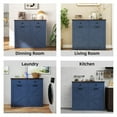 thumbnail image 6 of GZXS 39.3"W Tilt Out Trash Cabinet, Farmhouse Freestanding Kitchen Recycling Bin Cabinet with 2 Tilt-Out Compartments & 2 Drawers for Kitchen, Laundry Room, Dining/Living Room (Antique Blue), 6 of 10