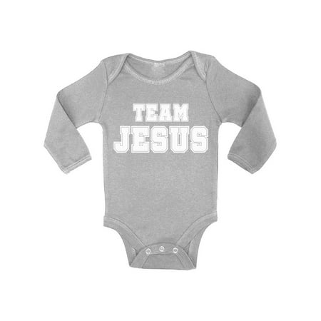 

Awkward Styles White Romper for Baby Team Jesus Baby Bodysuit Long Sleeve Christian Romper for Boys Christian One Piece for Girls Jesus Romper for Children Christian Gifts for Child Newborn Clothing