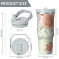 thumbnail image 4 of Floral 30oz Handheld Travel Tumbler with Handle – Double Wall Stainless Steel Insulated Cup, Flip Straw Lid, Leak-Proof & BPA-Free, Durable Hot & Cold Drink Mug,Thanksgiving, Xmas, Spring ,Flower, 4 of 6
