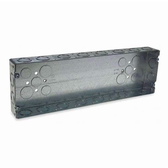 Hubbell-Raco Gang Box, 6-Gang, 1-5/8" Deep, 1/2" & 3/4" KOs, Welded, Metallic