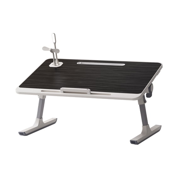 Wharick Adjustable Laptop Bed Table 5 Height 4 Angle Foldable Lap Desk with USB Fan and LED Light Anti Slip Desktop