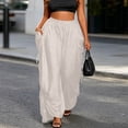 thumbnail image 5 of SAWOBUUN Womens Harem Pants Palazzo Pants Wide Leg Lounge Pants Drawstring Loose Fit Casual Trousers, 5 of 6