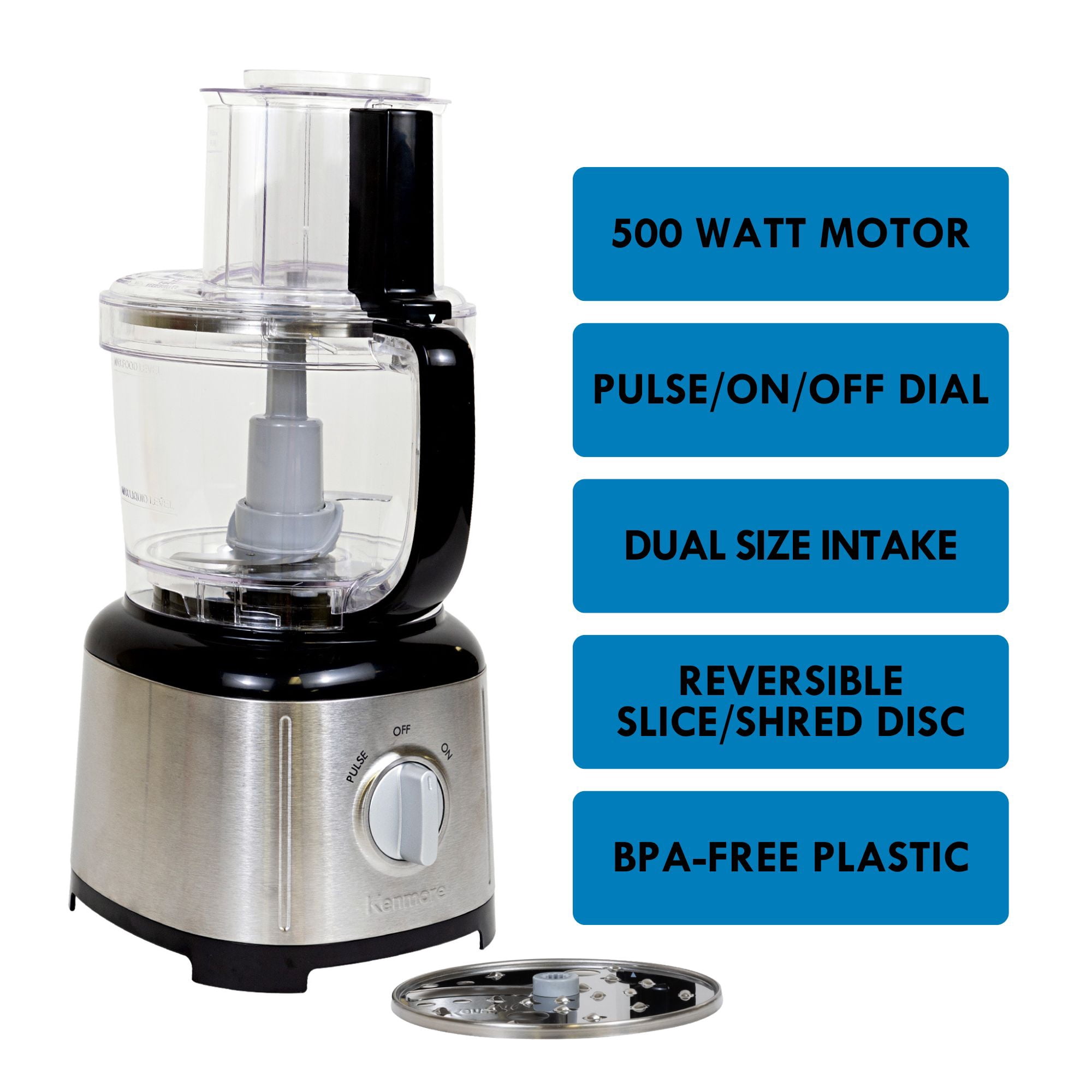 Kenmore 11-Cup Food Processor and Vegetable Chopper, Black and Silver