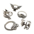 thumbnail image 1 of -Style Bagua Leaf Ring and Flower Chain Joint Ring Set - Unique Fashionable Accessories for, 1 of 8