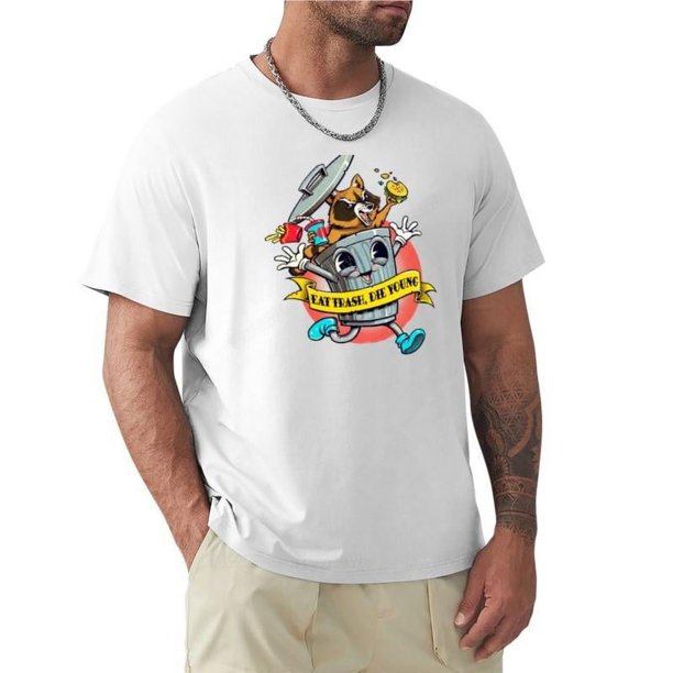 Camiseta de dibujos animados vintage para hombre ropa bonita de gran tamaño camisetas de verano Eat trash die young