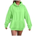 thumbnail image 3 of Fall Saving! HVOBTTY Women's Long Sleeved Sweatshirts, Fall and Winter Tops for Women, Women's Casual Soft Solid Color Versatile Hooded Long Sweatshirt with Pocket Mint Green, Mint Green, 3 of 4