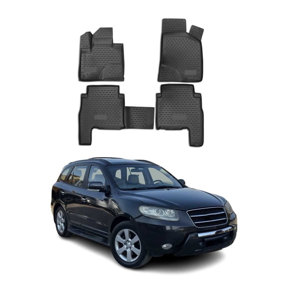 OMAC Floor Mats Liner for Hyundai Santa Fe 2007-2012 with 2 Retention Black 4Pcs
