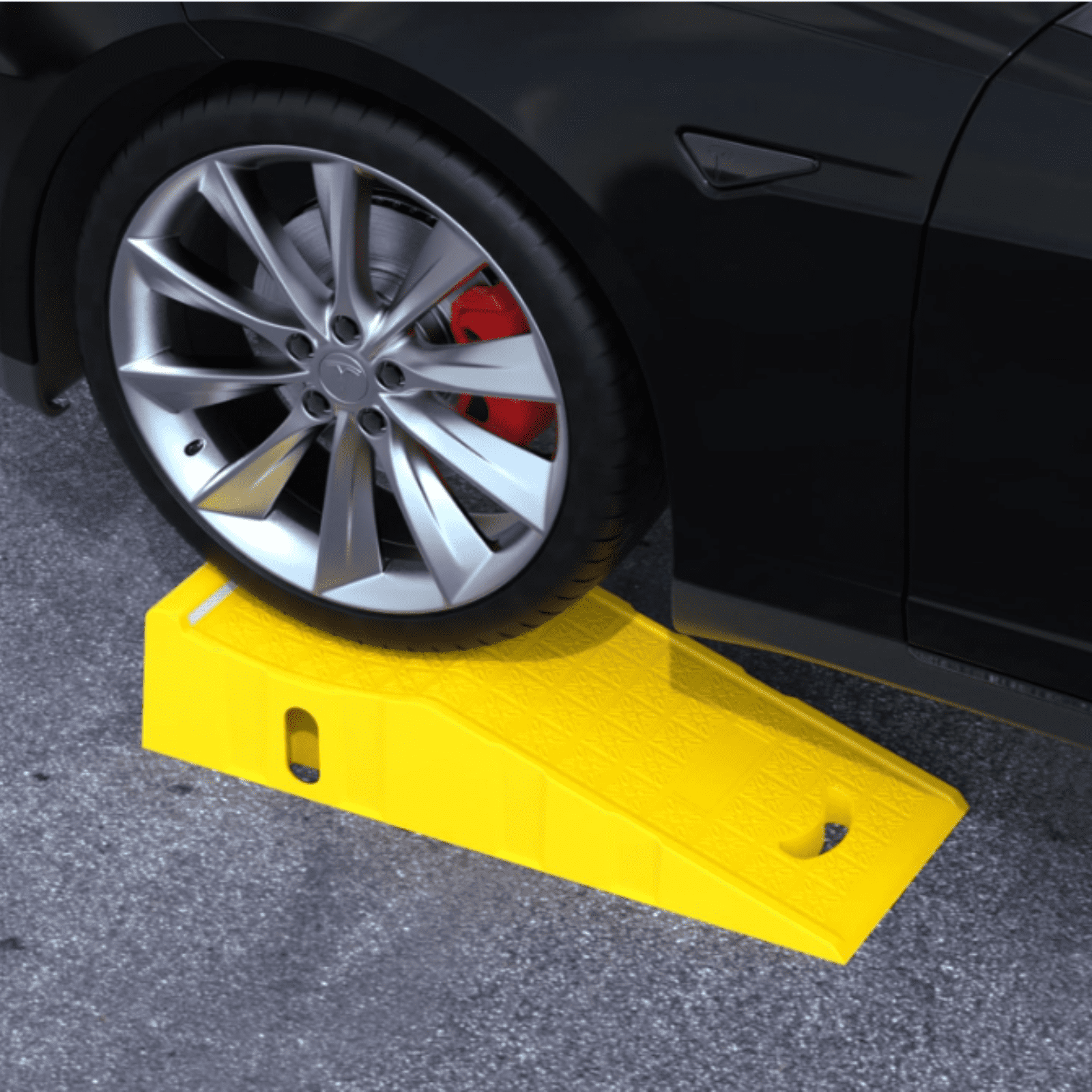 2 Pack Car Ramps，Portable Truck Service Ramps Lifts with Reflective Strips，Heavy-Duty Vehicle Ramps Oil Change for Home Garage or Shop RV Trailer Tire Changes & Maintenance, 20000 lbs,Yellow.