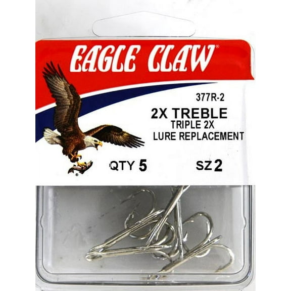 Eagle Claw 377RH-2 2X Treble Hook, Sea Guard, Size 2