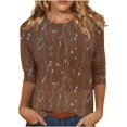 thumbnail image 1 of Generic Hauts à Manches 3/4 pour Femmes, Imprimé Floral Décontracté, Blouse d'Été Ample, 1 of 1