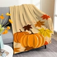 thumbnail image 4 of Thanksgiving Leaves Pumpkin Blankets,for Living Room Couch Bed Chair Dorm Throw Blanket with Soft Comfortable 27.55x39.37x0.39Inch Yellow, 4 of 6