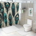 thumbnail image 7 of Awypu Peacock Feather Watercolor Shower Curtain - Waterproof, Various Sizes White, 7 of 7