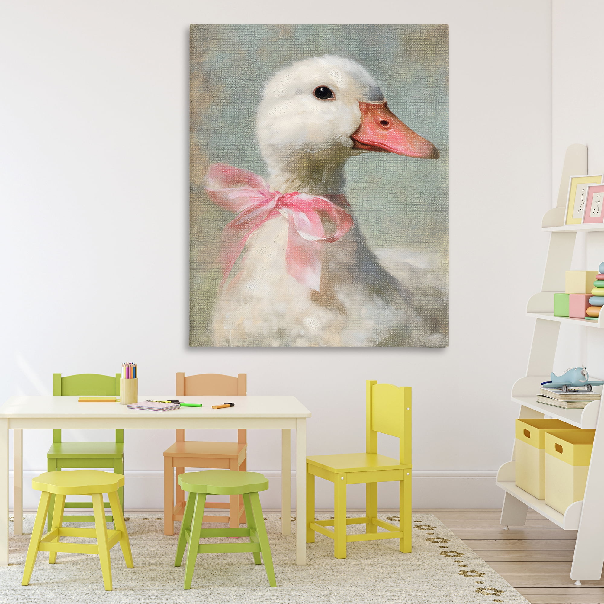 Stupell Industries Portrait of Pink Bow Goose Canvas Wall Art, design by LSR Design Studio