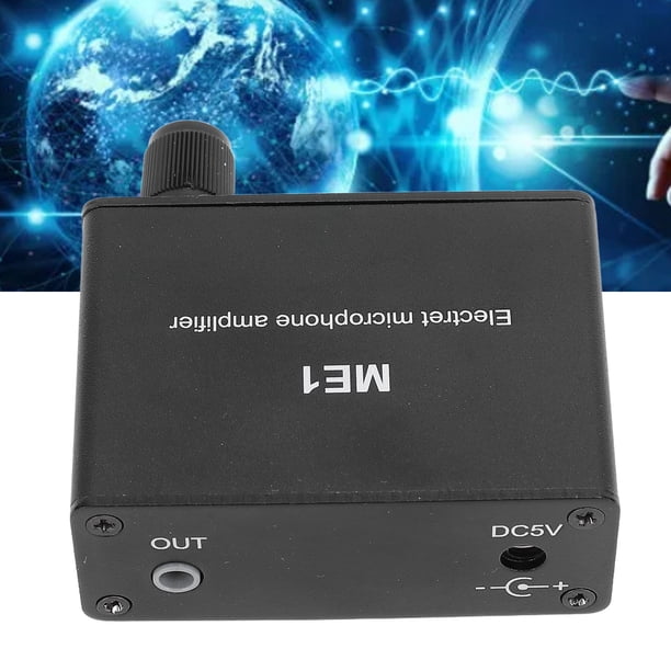 Amplificador De Micrófono Electret, 3 Puertos De Salida Micrófono De Condensador Amplificador De Auriculares Recargable DC5-12V Entrada De 3,5 Mm 0-20 DB Con Cable De Carga Para