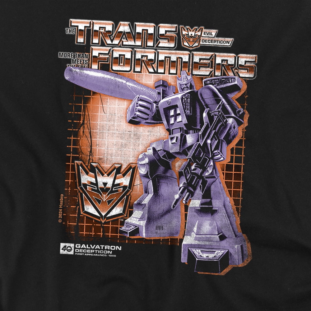 Transformers 40th Anniversary Galvatron Box Youth Long Sleeve T Shirt, Black, Large