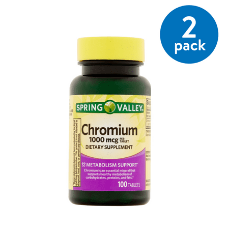 (2 Pack) Spring Valley Chromium Tablets, 1000 mcg, 100