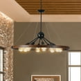 thumbnail image 4 of Jopath 32" Rustic Industrial Chandelier, 8-Light Farmhouse Pendant Lighting Fixture with Metal and Wood Finish, Adjustable Chain for Dining Room, Kitchen, or Living Room (No Bulb), 4 of 7
