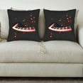thumbnail image 3 of Set of 2 18x18in Throw Pillow Covers with Artistic Piano Keyboard Design Vibrant Musical Notes in Red & Orange on Dark Background, 3 of 8