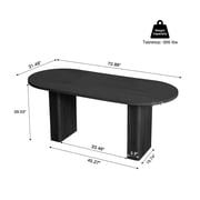 70.8 Inch Dining Table for 4-6 People, Oval Kitchen Table with Wood Strip Base, Modern Farmhouse Large Round Dining Room Tables for Kitchen Living Room (Natural)