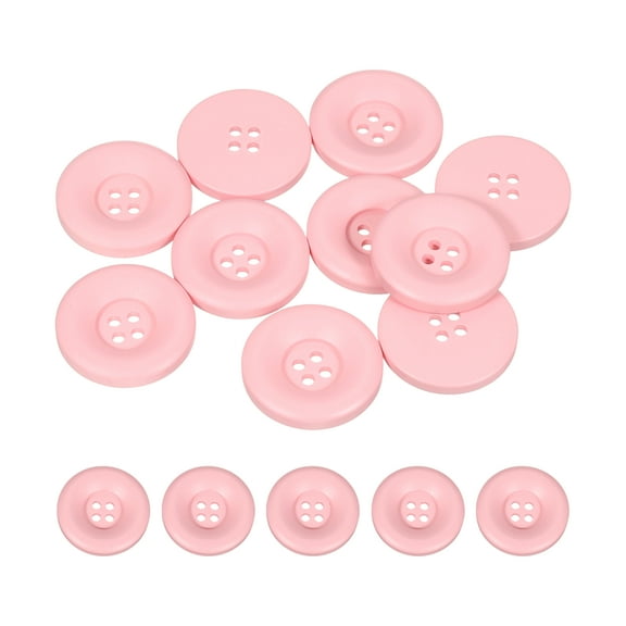 Uxcell 10pcs Sewing Button 25mm 4 Holes Resin Round Crafting Buttons, Pink