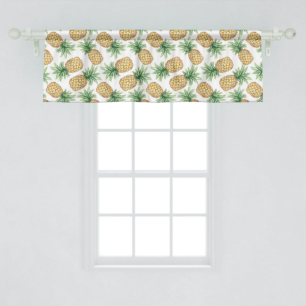 Ambesonne Pineapple Window Valance, Tropical Themed Watercolor Juicy