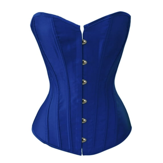 Chicastic Blue Satin Sexy Strong Boned Corset Lace Up Bustier Top - XX-Large